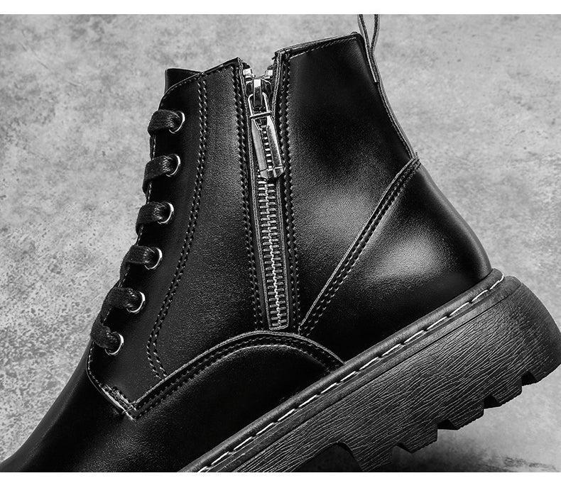 Waterproof Men Boots Leather Shoes British Fashion Canvas