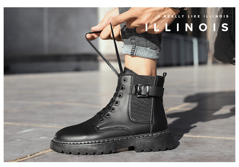 Waterproof Men Boots Leather Shoes British Fashion Canvas