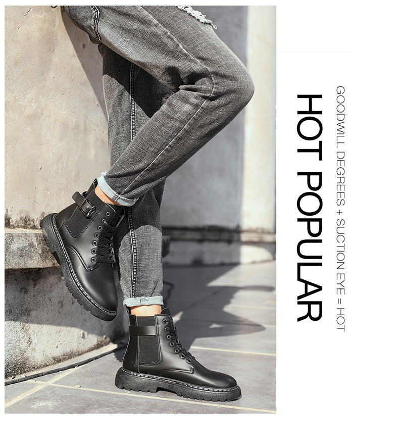 Waterproof Men Boots Leather Shoes British Fashion Canvas
