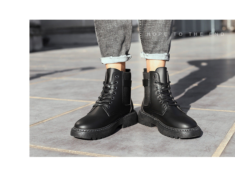 Waterproof Men Boots Leather Shoes British Fashion Canvas