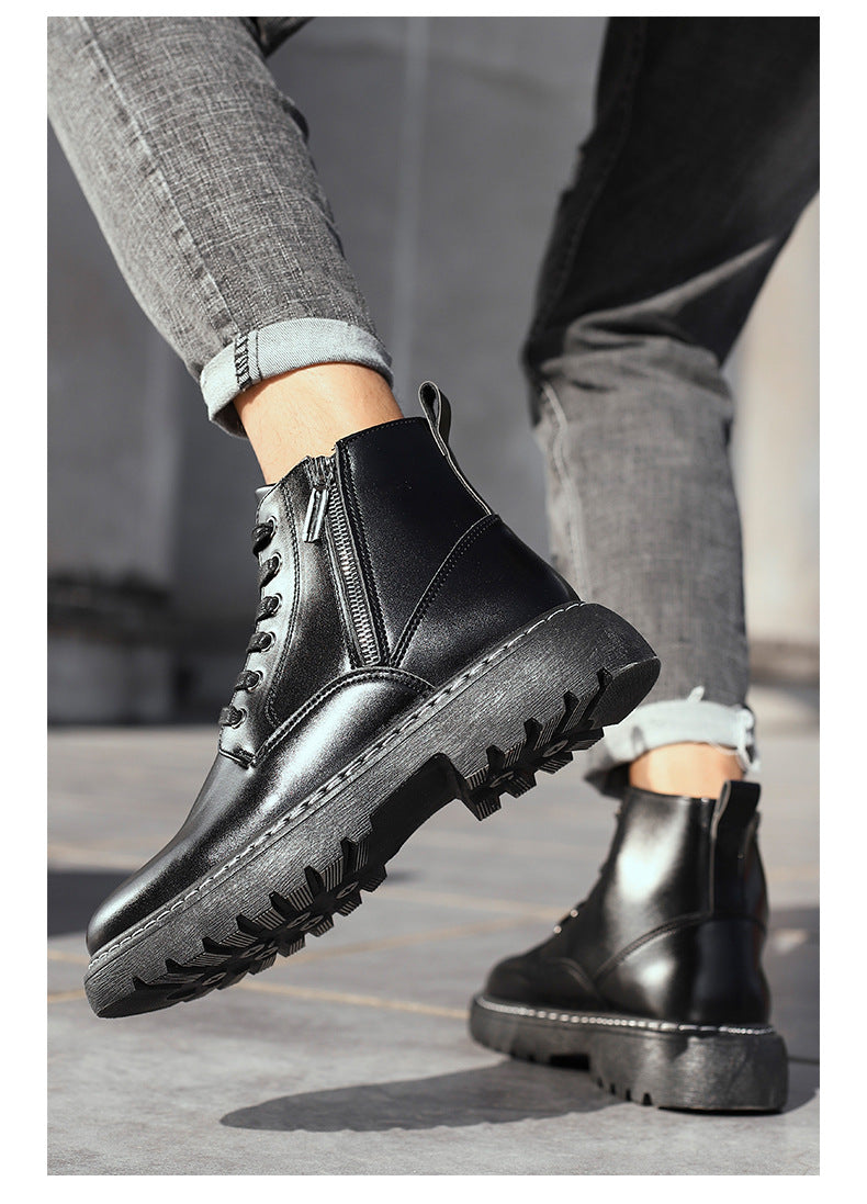 Waterproof Men Boots Leather Shoes British Fashion Canvas
