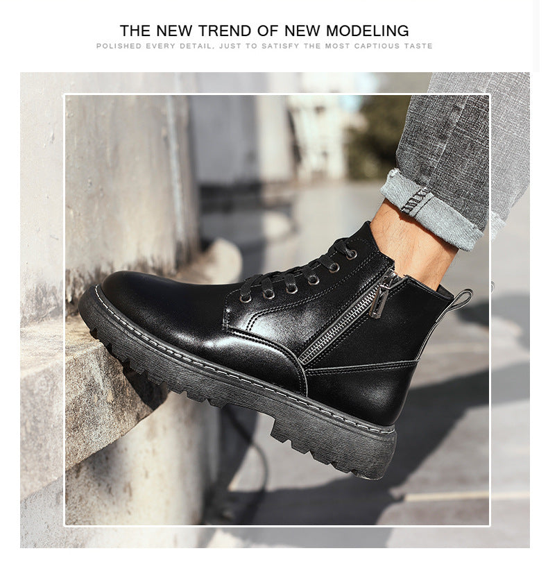 Waterproof Men Boots Leather Shoes British Fashion Canvas