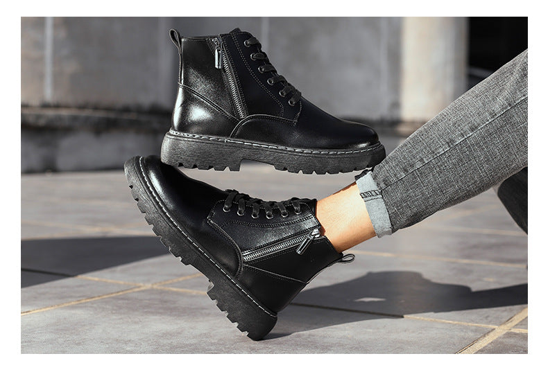Waterproof Men Boots Leather Shoes British Fashion Canvas