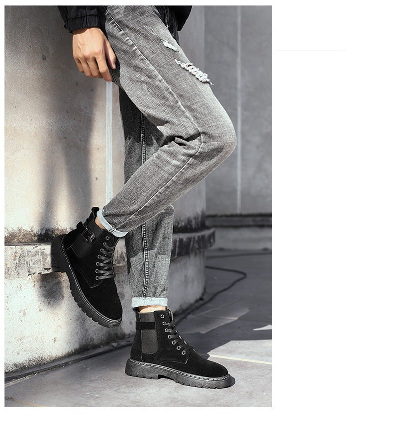 Waterproof Men Boots Leather Shoes British Fashion Canvas