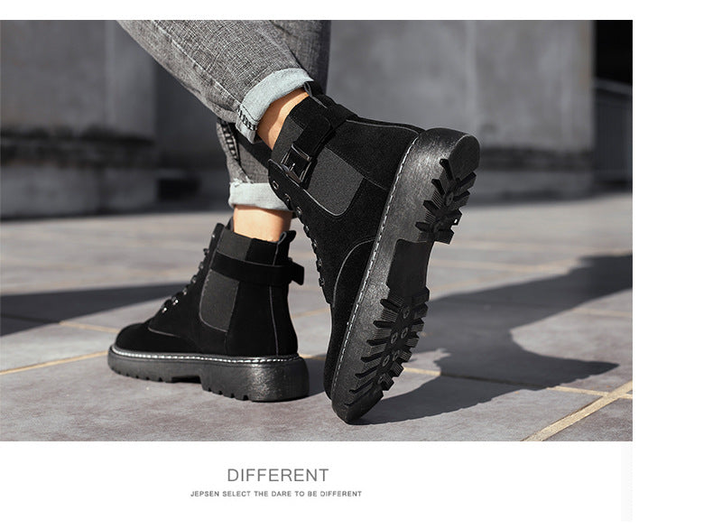 Waterproof Men Boots Leather Shoes British Fashion Canvas