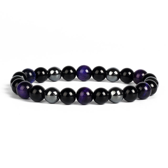 Natural Tiger Eye Obsidian Hematite Bead Bracelet