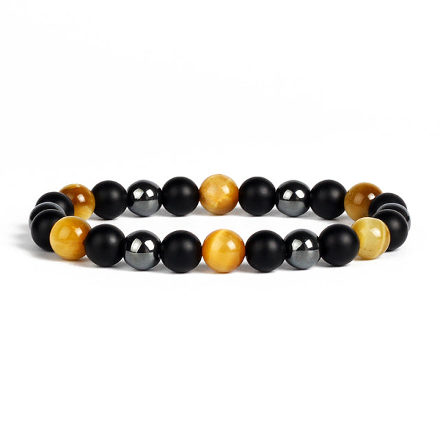 Natural Tiger Eye Obsidian Hematite Bead Bracelet