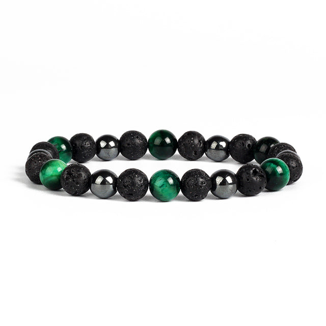 Natural Tiger Eye Obsidian Hematite Bead Bracelet