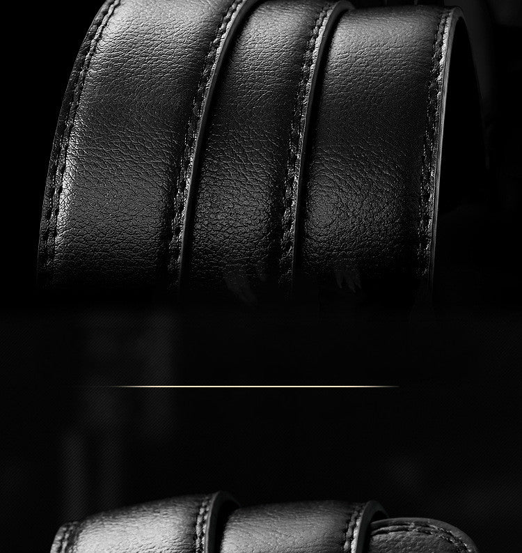 Mens Business Style Belt Black Pu Leather Strap Automatic Buckle