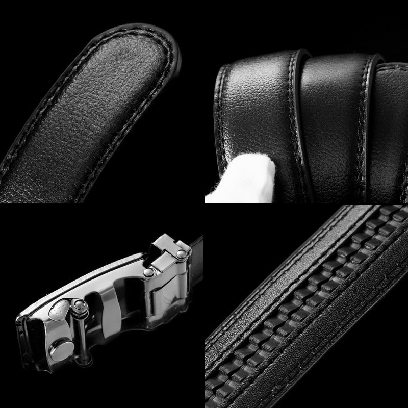 Mens Business Style Belt Black Pu Leather Strap Automatic Buckle