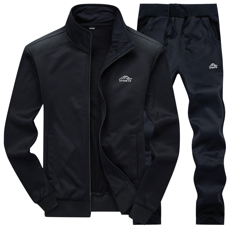 FGKKS Autumn Men Casual Embroidery Sets Men's Jacket + Pants Solid Suit Sportswear Fashion Tracksuit Set Male Brand Clothing