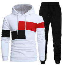 Load image into Gallery viewer, Autumn Winter Men&#39;s 2 Piece Set Patchwork Hoodies + Pants Sports Casual Fashion Sweatshirt Trousers Oversize Male Tracksuit
