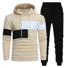 Load image into Gallery viewer, Autumn Winter Men&#39;s 2 Piece Set Patchwork Hoodies + Pants Sports Casual Fashion Sweatshirt Trousers Oversize Male Tracksuit
