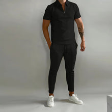 Load image into Gallery viewer, New Solid Color Men&#39;s Suit Summer Casual  Short Sleeve Polo Shirt Calf pants &amp;for Men Streetwear Male tracksuit 2-piece set
