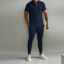 Load image into Gallery viewer, New Solid Color Men&#39;s Suit Summer Casual  Short Sleeve Polo Shirt Calf pants &amp;for Men Streetwear Male tracksuit 2-piece set

