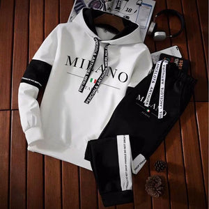 Men's Milano Letters Print Sweatshirt Set Hoodies Sweatpants Tracksuit 2 Pcs Outfits Jogger Suit Male Pullover Luxury Streetwear