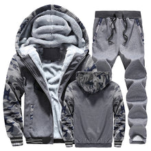 Load image into Gallery viewer, Men Winter Tracksuit Sets Thick Warm Jacket Zipper Hooded Sweatshirt Coat+Pants Brand Sportswear Casual Fleece Outwear Hoody
