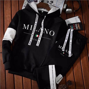 Men's Milano Letters Print Sweatshirt Set Hoodies Sweatpants Tracksuit 2 Pcs Outfits Jogger Suit Male Pullover Luxury Streetwear