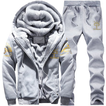 Load image into Gallery viewer, New Winter Thick Men Sports Suit Tracksuit Hooded Sportswear Zipper Cardigan Hooded Woolen trousers Pants Casual Men Set
