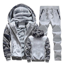 Load image into Gallery viewer, Men Winter Tracksuit Sets Thick Warm Jacket Zipper Hooded Sweatshirt Coat+Pants Brand Sportswear Casual Fleece Outwear Hoody

