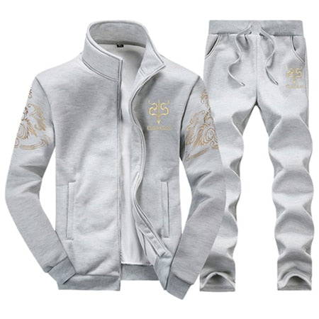 New Winter Thick Men Sports Suit Tracksuit Hooded Sportswear Zipper Cardigan Hooded Woolen trousers Pants Casual Men Set