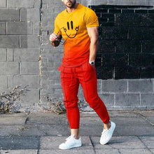Load image into Gallery viewer, 2023 Summer Men&#39;s New Super Large 3D Smiling Face T-shirt+Pants Two Piece Set of Fashion Casual Street Sportswear European S-4XL
