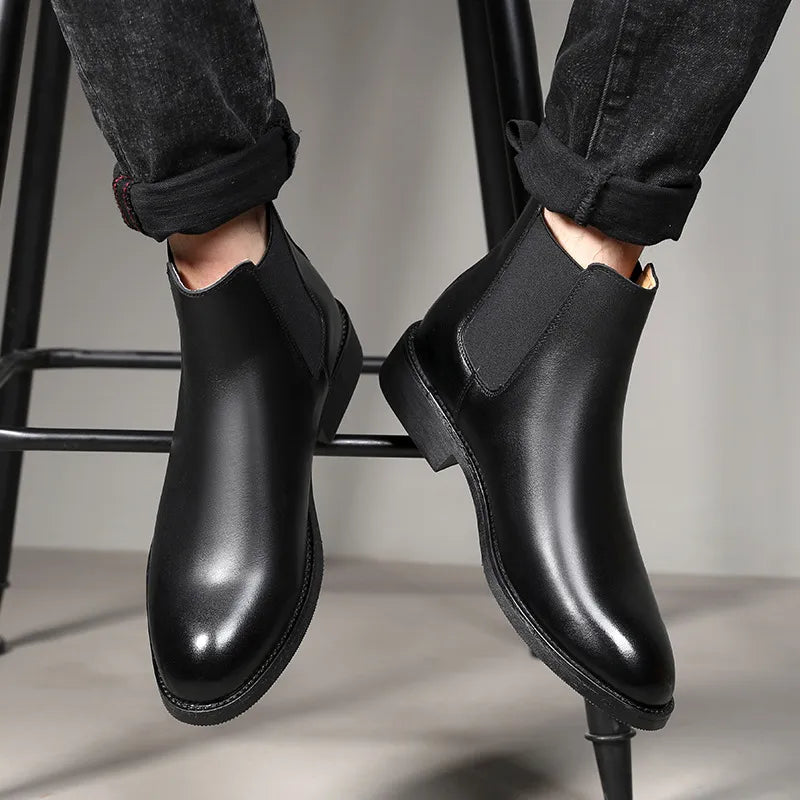 Classic Men's Retro Leather Chelsea Boots: British Style