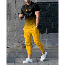 Load image into Gallery viewer, 2023 Summer Men&#39;s New Super Large 3D Smiling Face T-shirt+Pants Two Piece Set of Fashion Casual Street Sportswear European S-4XL
