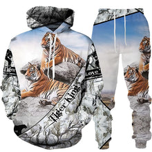 Load image into Gallery viewer, New Animal 3D Tiger Printed Hoodie + Pants Suit Cool Men/Women 2 Pcs Sportwear Tracksuit Set Autumn And Winter Men&#39;s Clothing
