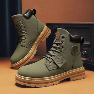 Men's High-Top Leather Motorcycle Boots: Winter Fashion