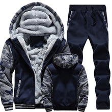 Load image into Gallery viewer, Men Winter Tracksuit Sets Thick Warm Jacket Zipper Hooded Sweatshirt Coat+Pants Brand Sportswear Casual Fleece Outwear Hoody
