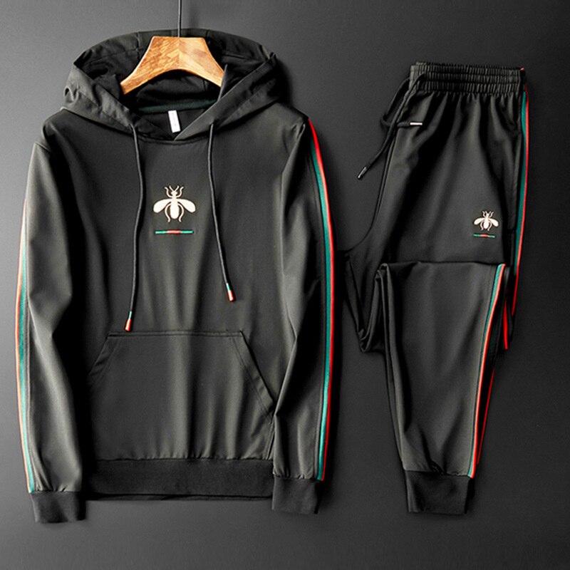 2022 Autumn Sweatsuit Embroidered Fashion Pant O-neck Long Sleeved Casual Suit Tracksuit Men Track Two Piece Streetwear Clothes