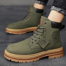 Load image into Gallery viewer, Men&#39;s Winter High-Top Leather Boots: Motorcycle &amp; Military Style
