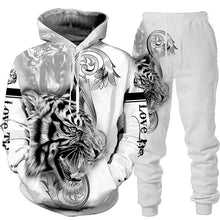 Load image into Gallery viewer, New Animal 3D Tiger Printed Hoodie + Pants Suit Cool Men/Women 2 Pcs Sportwear Tracksuit Set Autumn And Winter Men&#39;s Clothing
