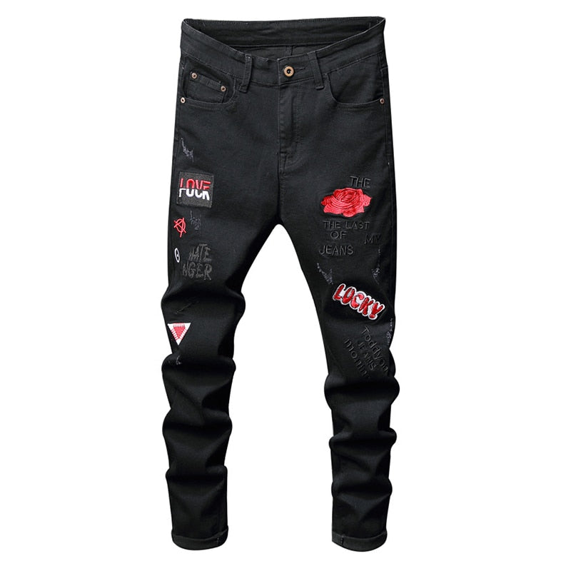 FlexFit Denim™ - Embroidery Black Jeans