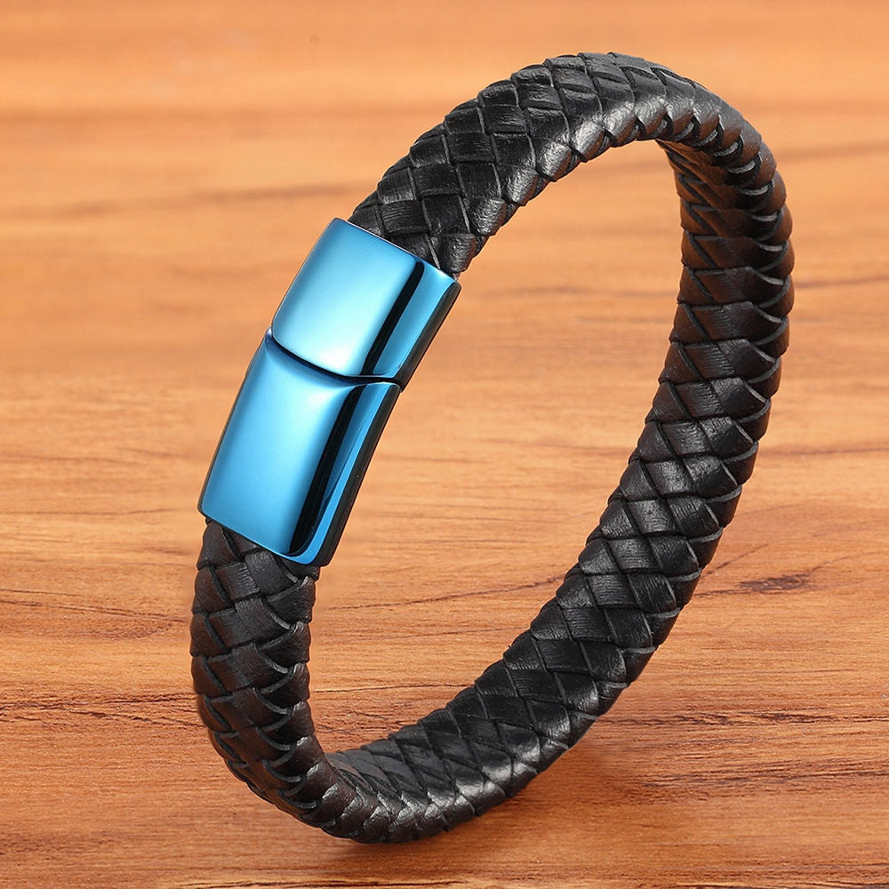 Luxury Blue Color Leather Bracelet