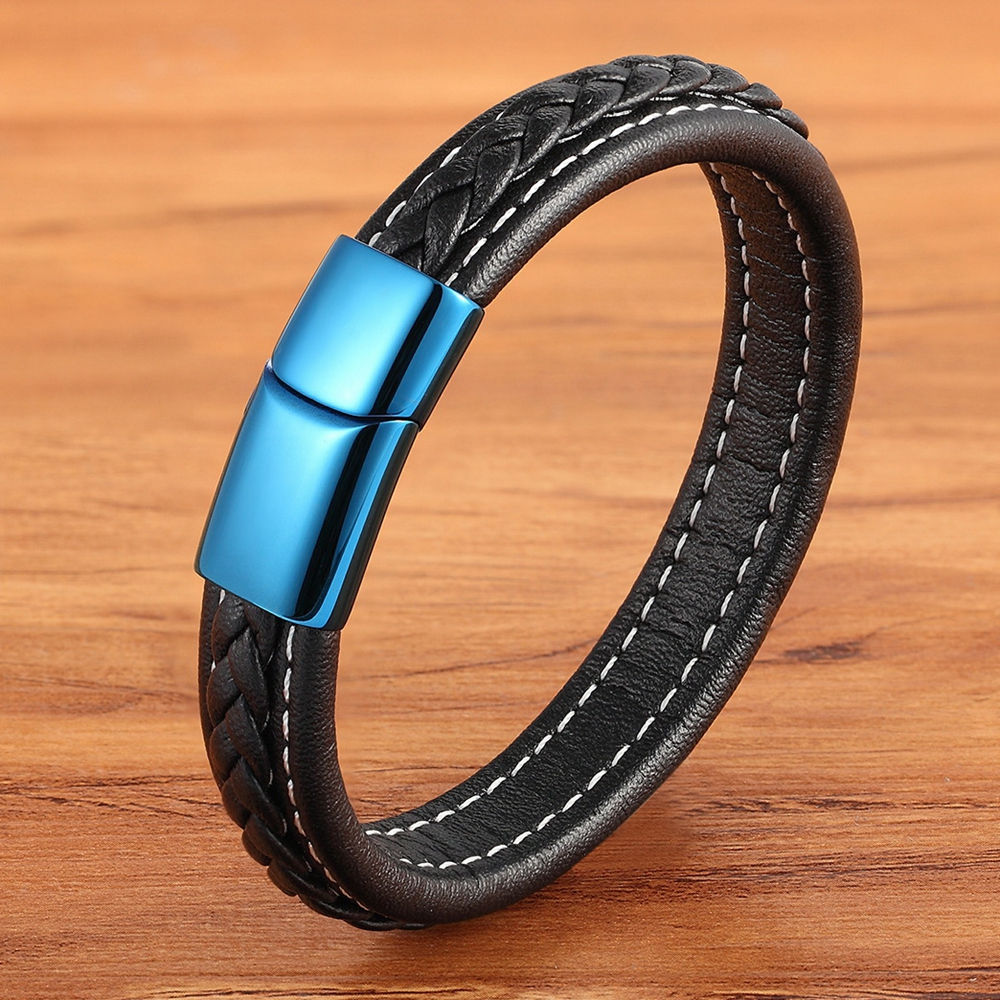 Luxury Blue Color Leather Bracelet