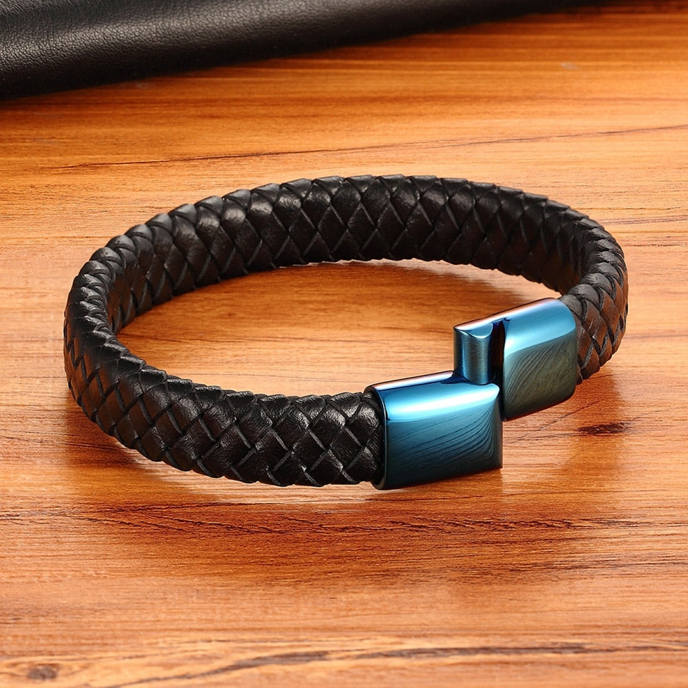 Luxury Blue Color Leather Bracelet