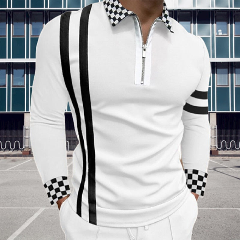 Striped Long Sleeve  Polo Shirt