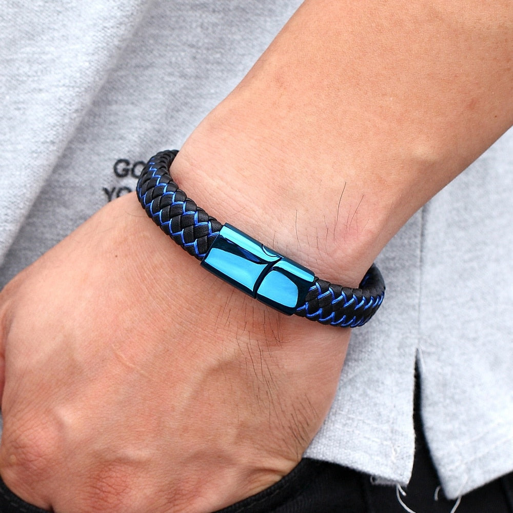 Luxury Blue Color Leather Bracelet