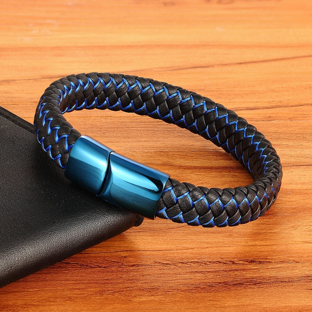 Luxury Blue Color Leather Bracelet