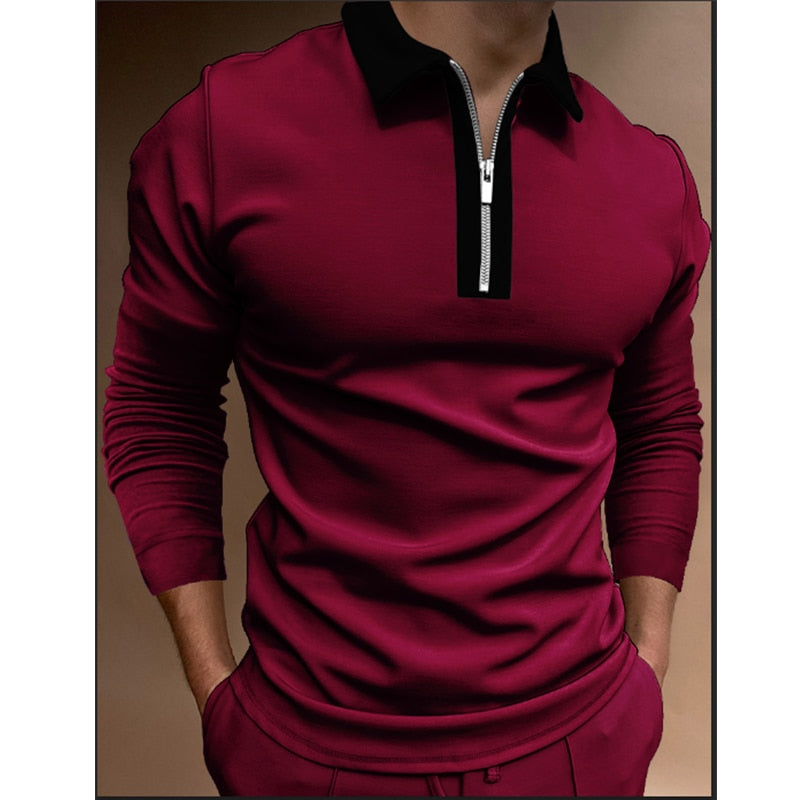 Striped Long Sleeve  Polo Shirt