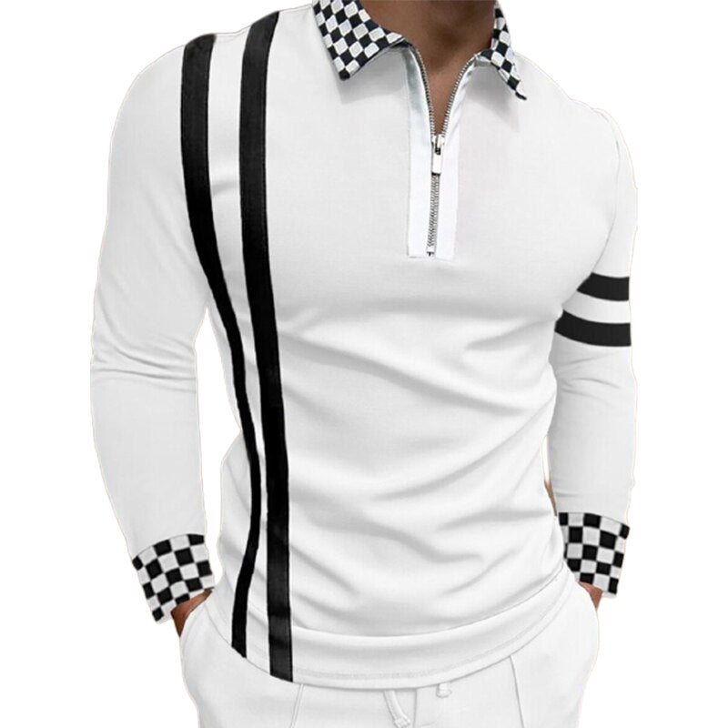 Striped Long Sleeve  Polo Shirt