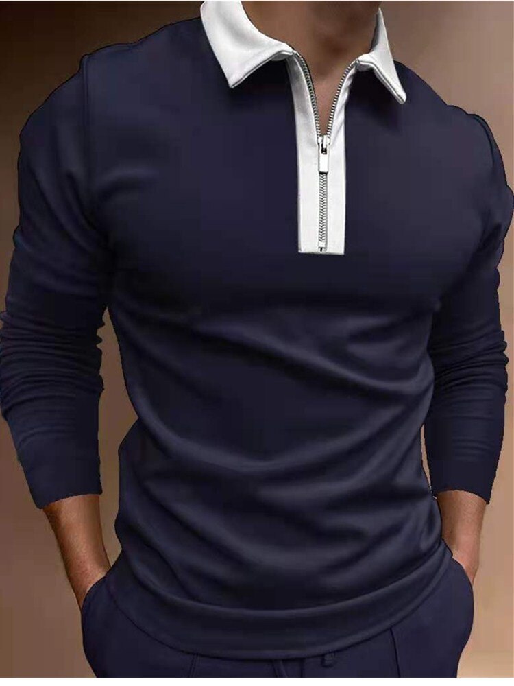 Striped Long Sleeve  Polo Shirt