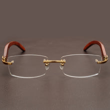 Load image into Gallery viewer, Rimless Wooden Gold Glasses
