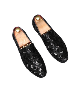 Men Casual Pointed Charm Sequins Flat Formal Oxfords Dress Shoes