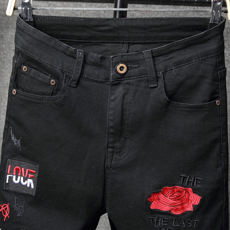 FlexFit Denim™ - Embroidery Black Jeans