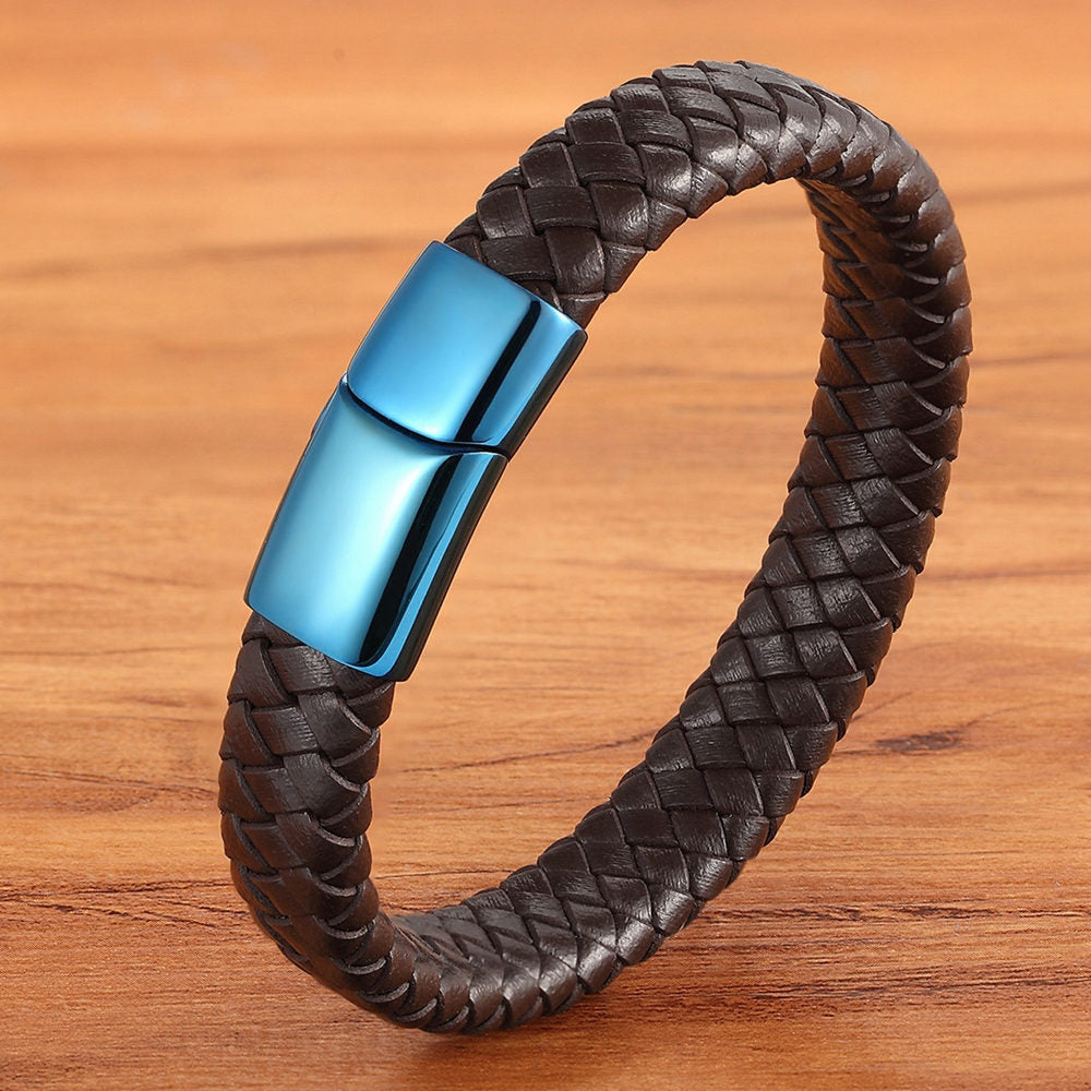 Luxury Blue Color Leather Bracelet