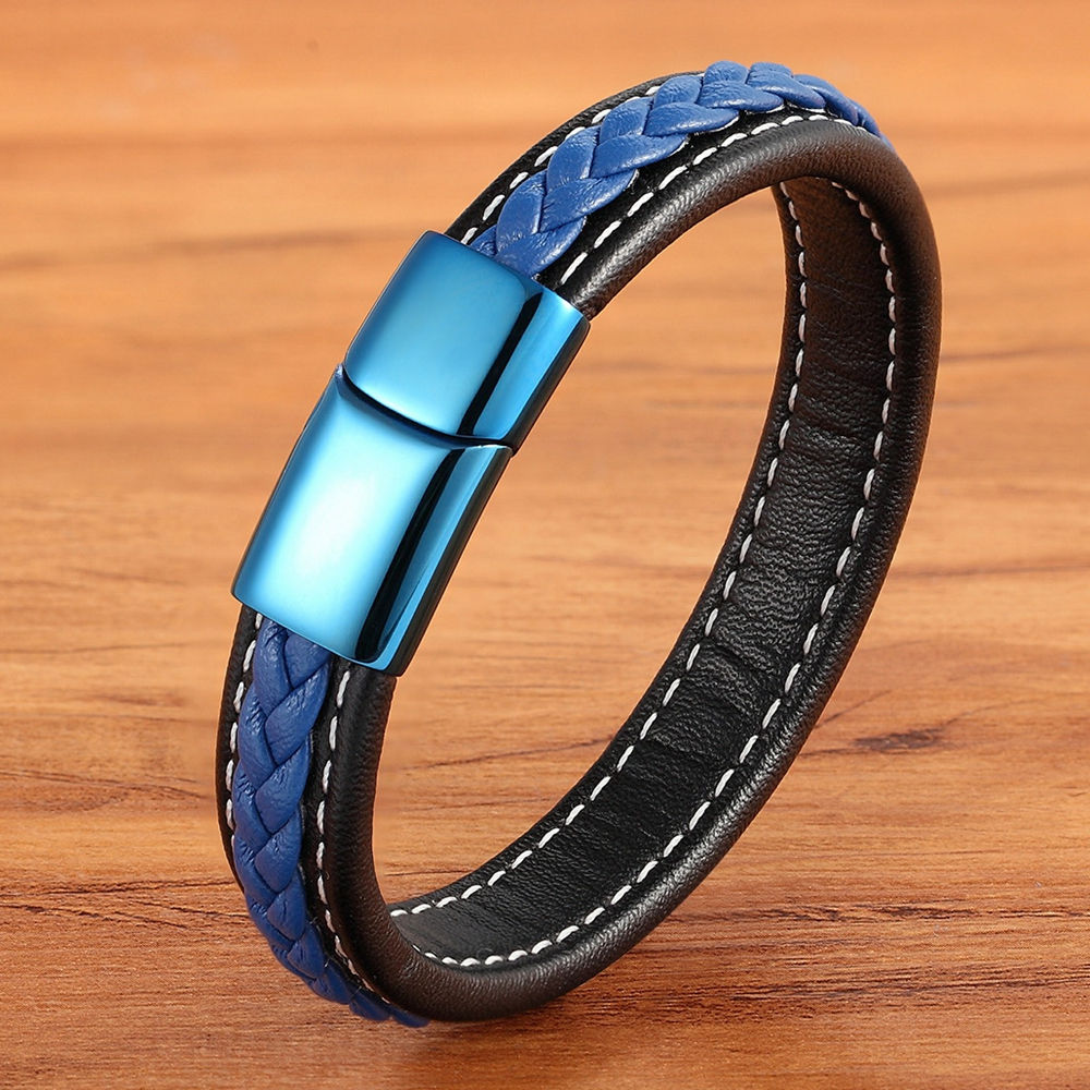 Luxury Blue Color Leather Bracelet