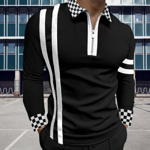 Striped Long Sleeve  Polo Shirt